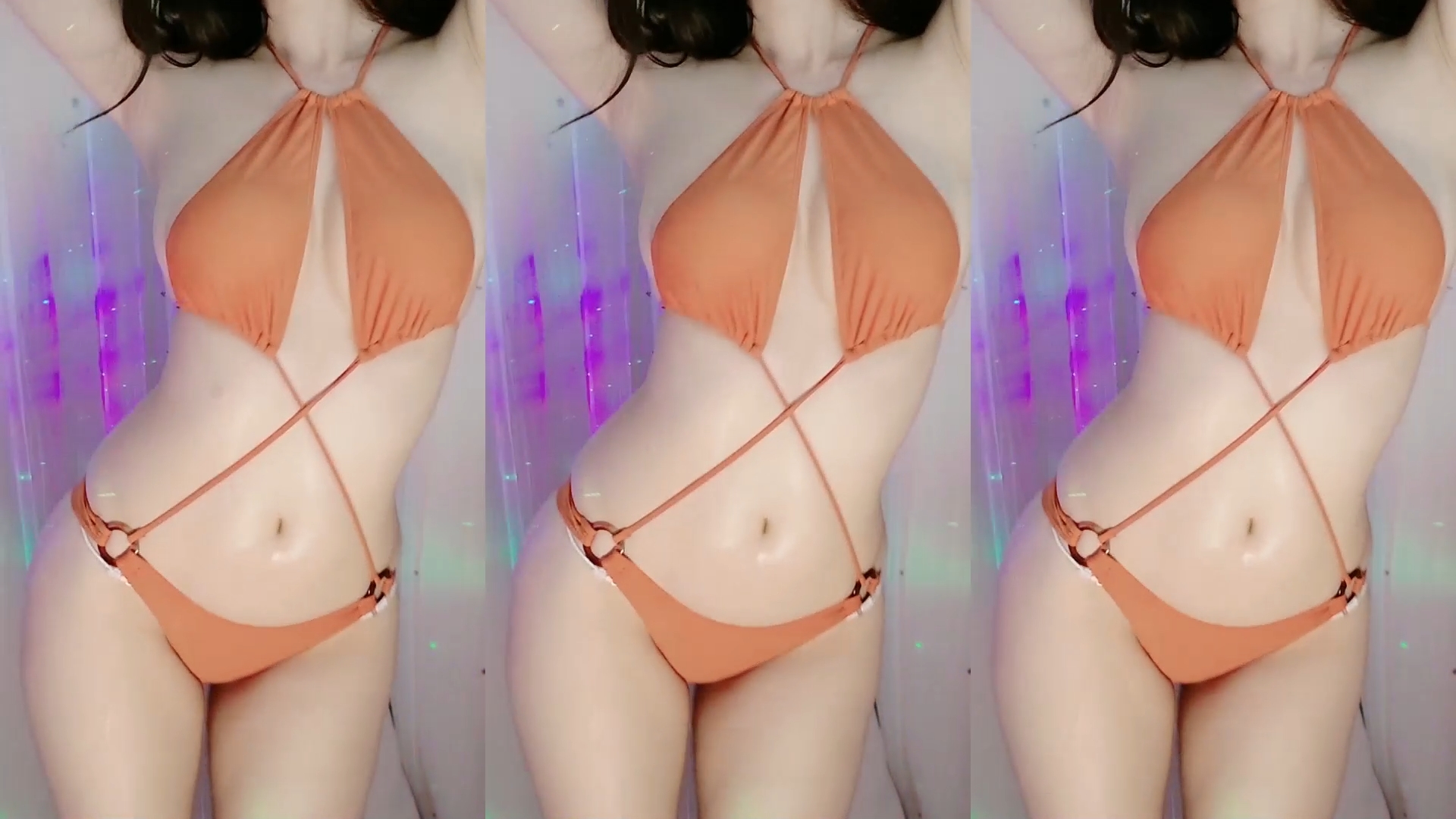 주황색 비키니 BJㅅ실 맨들거리는 몸매 자랑.jpg