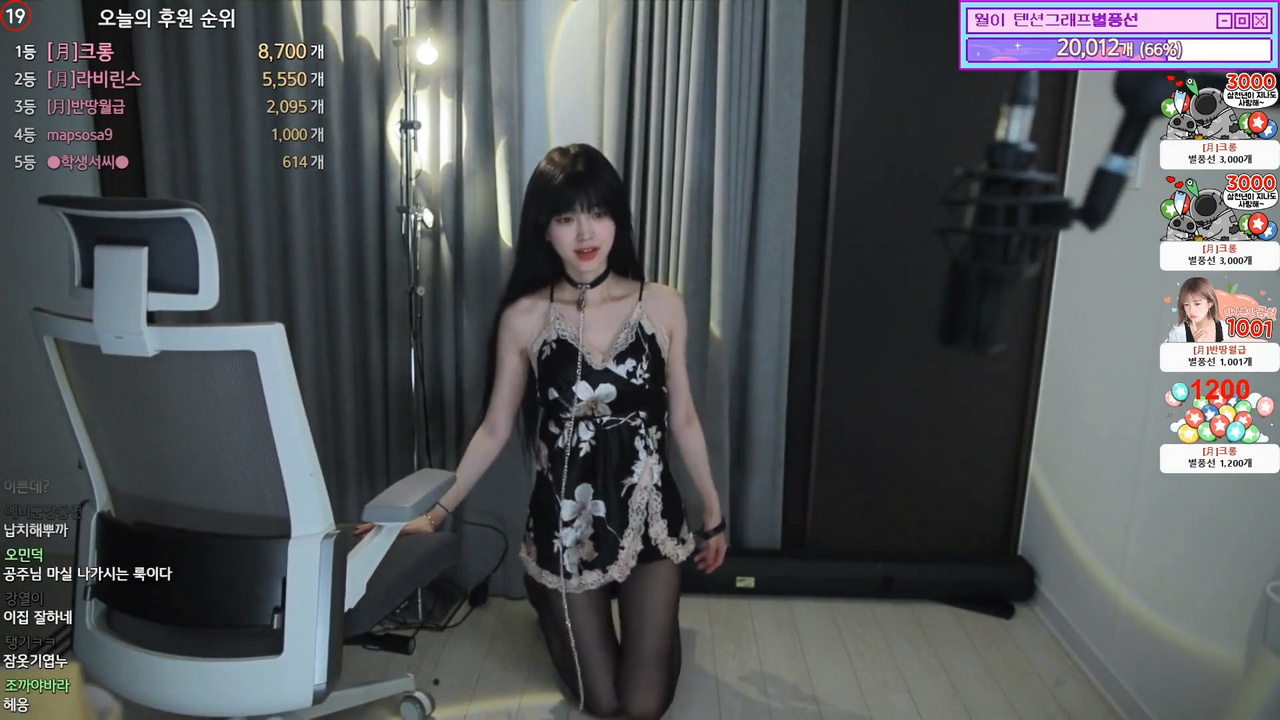 문월（moonwol0614）개섹시한 찢어진 검정스타킹 ㅁ월 목초커